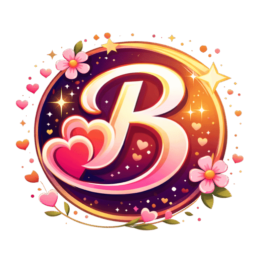 “Bless Crush romantic logo icon with letter B, hearts, flowers, and vibrant gradient design on white background.”