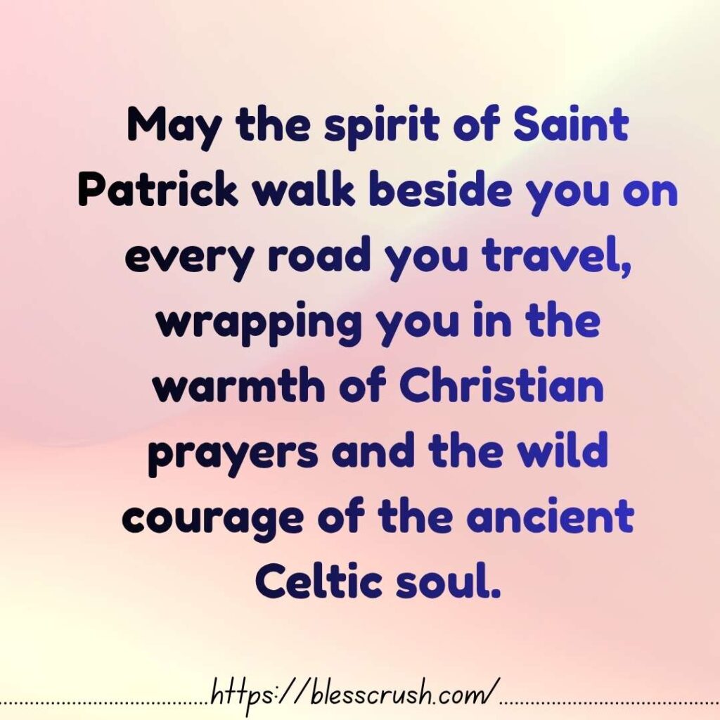Irish Blessings – Saint Patrick Celtic soul quote card with soft pink gradient background and inspirational Christian prayer text