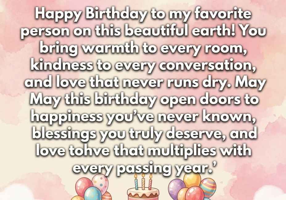 Pastel birthday greeting with heartfelt wishes for happiness and love.