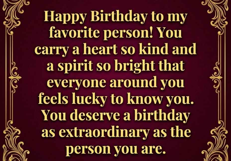 Elegant gold-framed birthday card with kind and meaningful birthday wishes.