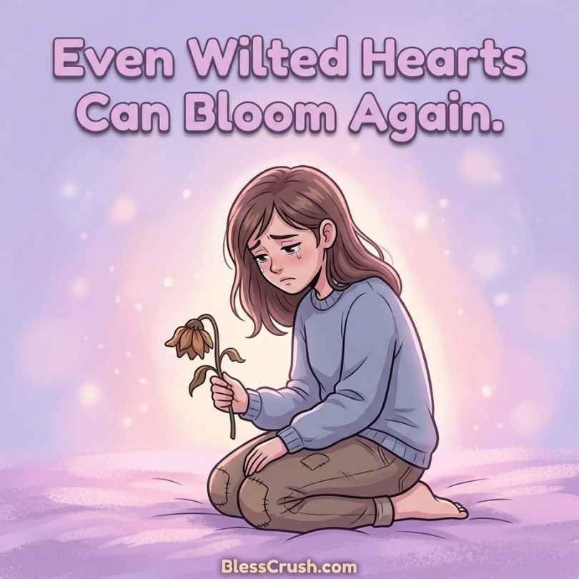 Sad Pickup Lines about healing - Even wilted hearts can bloom again