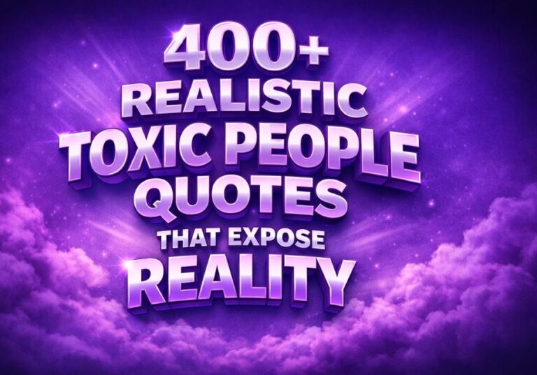 400+ realistic toxic people quotes that expose reality purple 3D text title image with bold typography motivational quotes collection banner