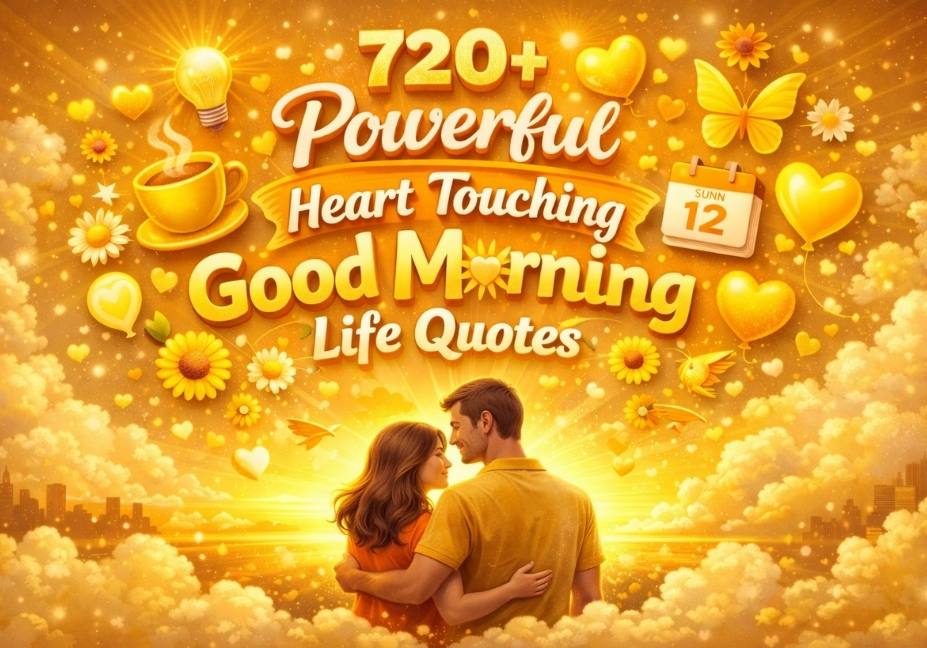 720+ powerful heart touching good morning life quotes yellow theme image with couple and sunrise