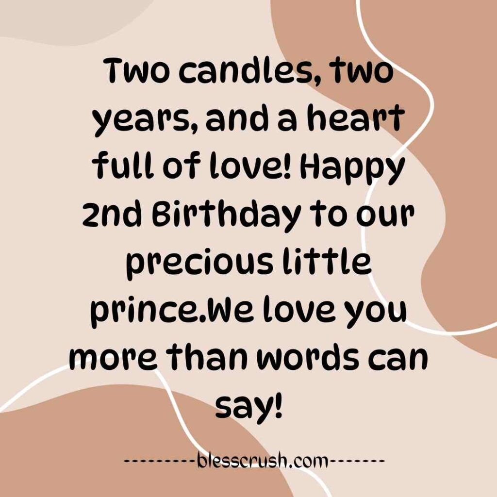 Birthday Wishes for a 2 Year Old Boy – earthy tone card for a precious little prince
