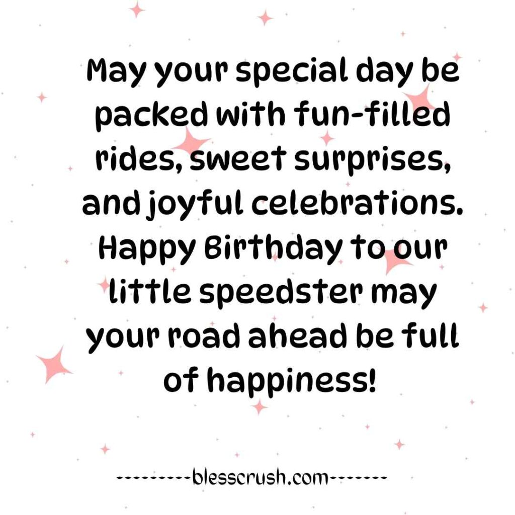 Birthday Wishes for a 2 Year Old Boy – sparkly star background card for a little speedster