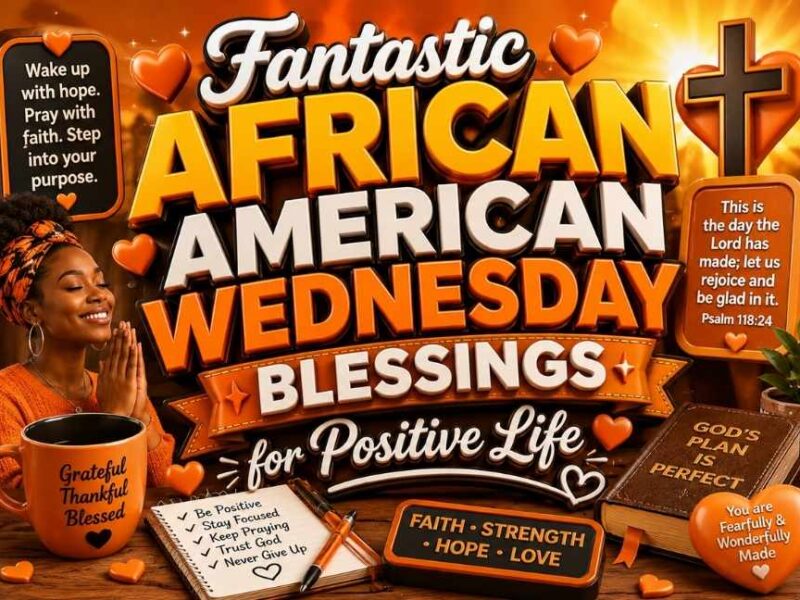 Happy Friday Blessings Quotes Images to Inspire a Blessed Weekend – beautiful blue-themed 3D typography design featuring inspirational blessings, faith symbols, hearts, coffee cup, Bible, prayer icons, and uplifting weekend quotes in a vibrant 16:9 banner layout.