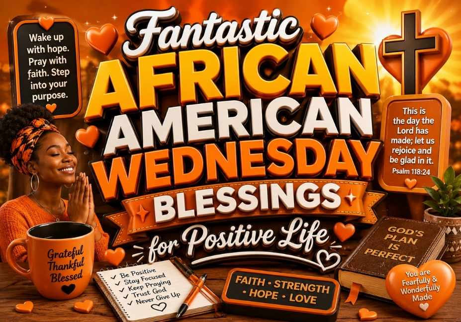Happy Friday Blessings Quotes Images to Inspire a Blessed Weekend – beautiful blue-themed 3D typography design featuring inspirational blessings, faith symbols, hearts, coffee cup, Bible, prayer icons, and uplifting weekend quotes in a vibrant 16:9 banner layout.
