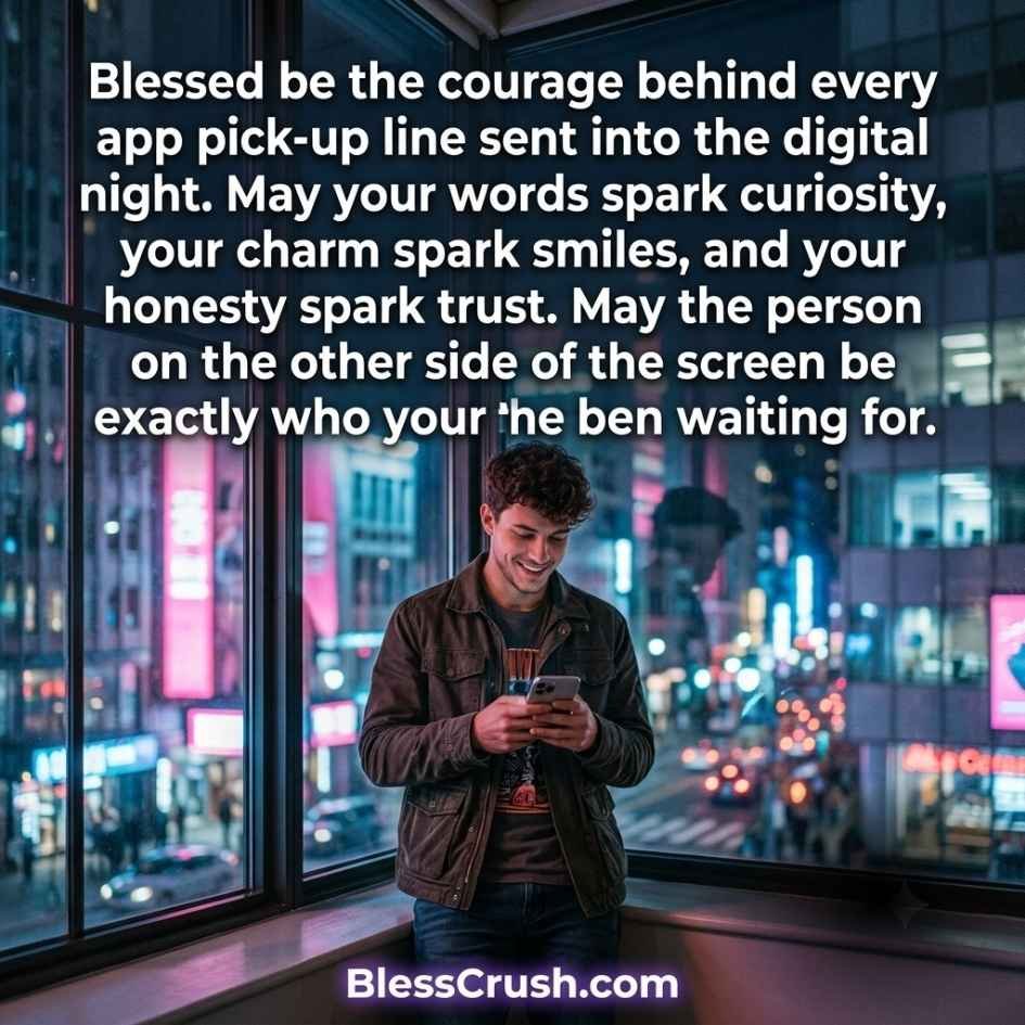 Man relaxing on rooftop under stars texting — app pick up lines blessing at night