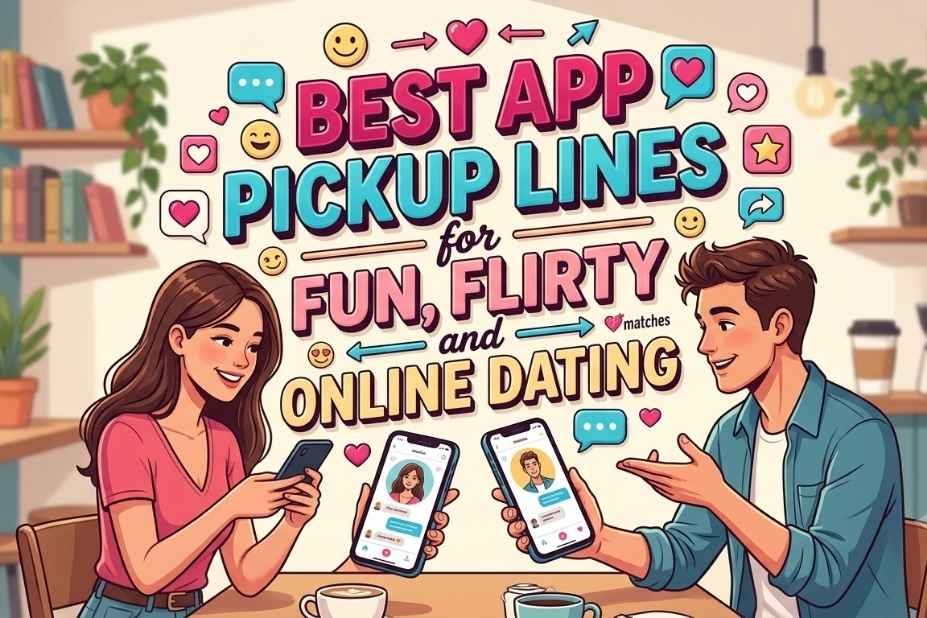 Couple using dating app on phones at cafe — best app pickup lines for flirty online matches