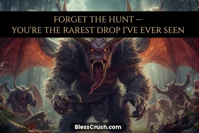 Monster Hunter pick up lines meme featuring winged monster in dark forest