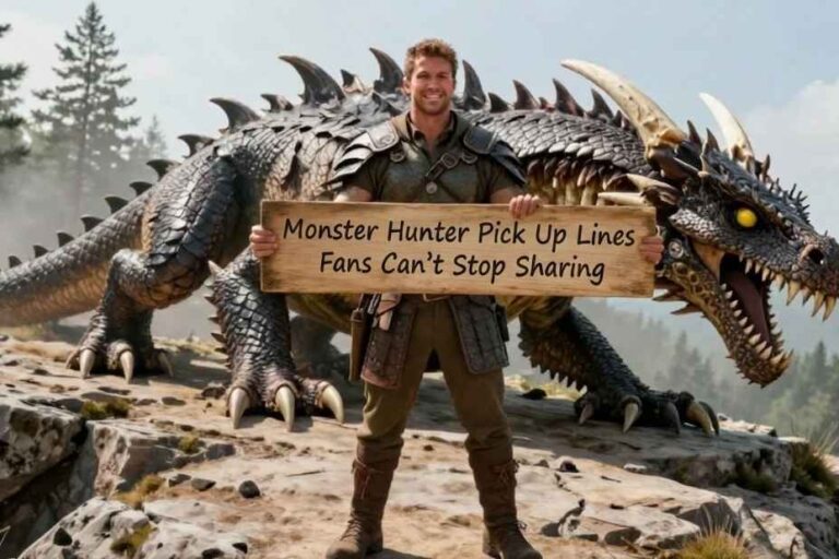 Monster Hunter pick up lines fans can't stop sharing – hunter holding wooden sign with dragon