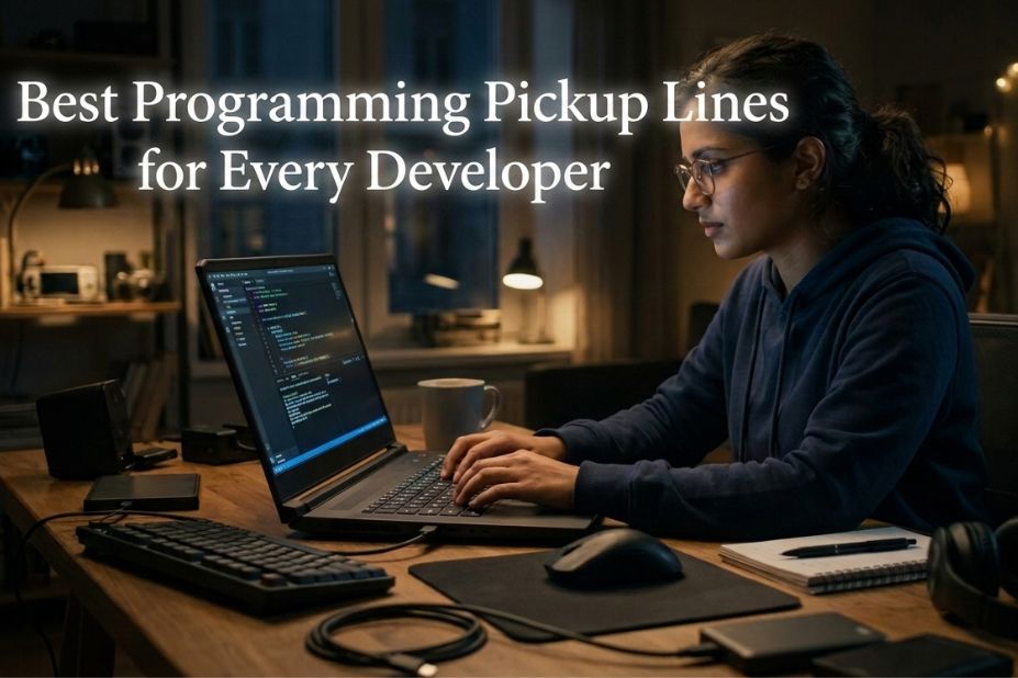 Best programming pickup lines for every developer - woman coding at laptop