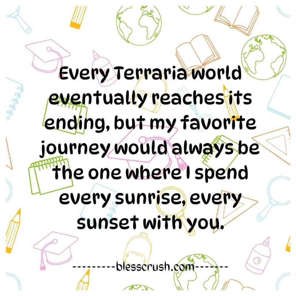 Terraria Pick Up Lines - romantic quote about spending every sunrise and sunset together
