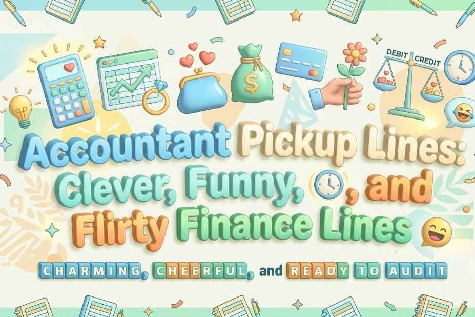 Accountant pick up lines banner featuring clever funny and flirty finance quotes