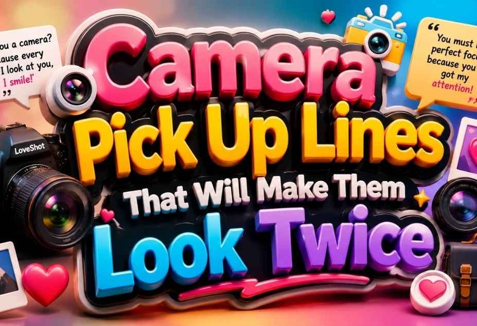 Camera Pickup Lines That Will Make Them Look Twice - cute flirty camera quotes cover image