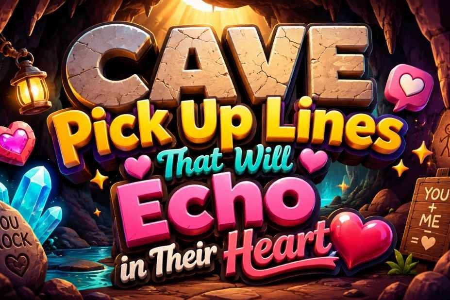 Cave pickup lines that will echo in their heart - cute cave-themed pick up lines graphic