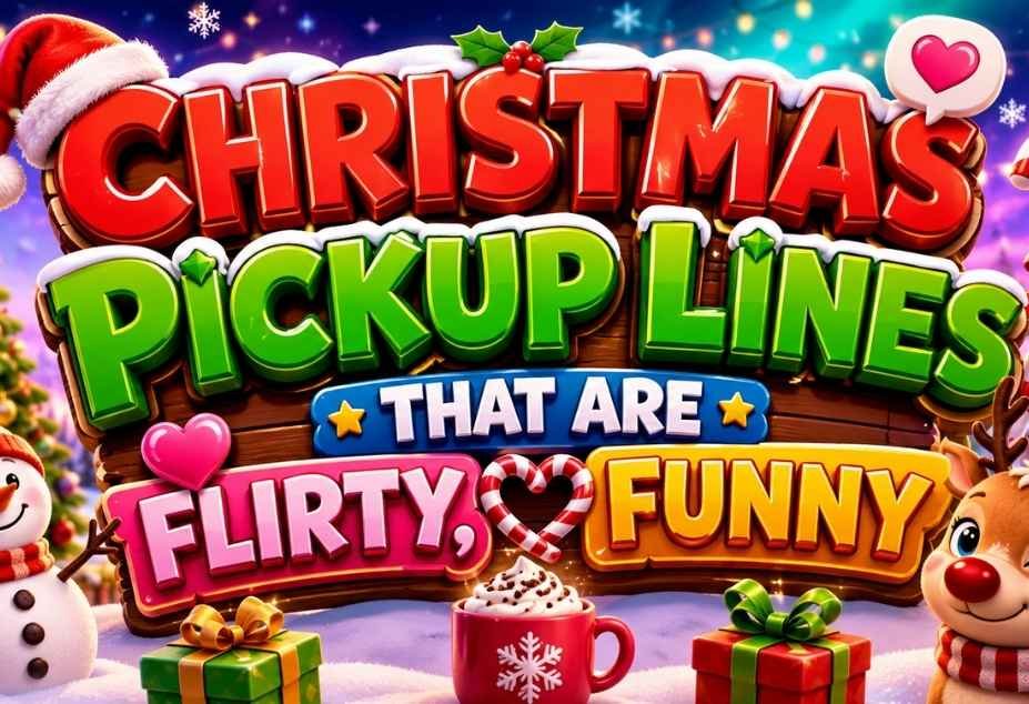 Christmas Pickup Lines that are flirty and funny - title graphic