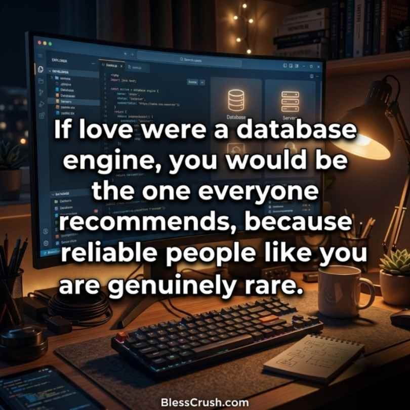 Database pick up lines comparing love to a trusted database engine