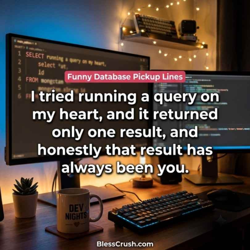 Sweet database pick up lines using a warm cache heart analogy