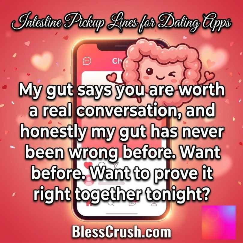 Intestine pickup lines for dating apps - gut says worth conversation