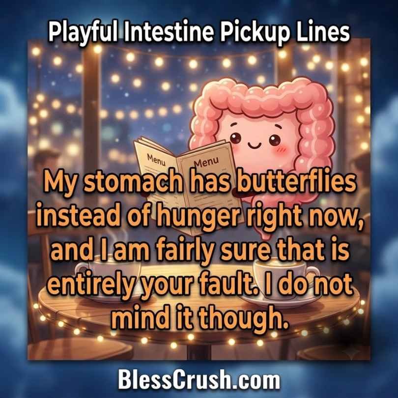 Playful intestine pickup lines - stomach butterflies your fault quote