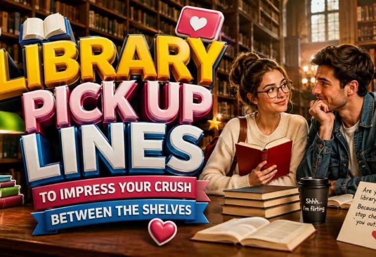 Library Pickup Lines to impress your crush between bookshelves in a cozy library