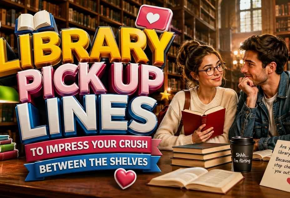 Library Pickup Lines to impress your crush between bookshelves in a cozy library