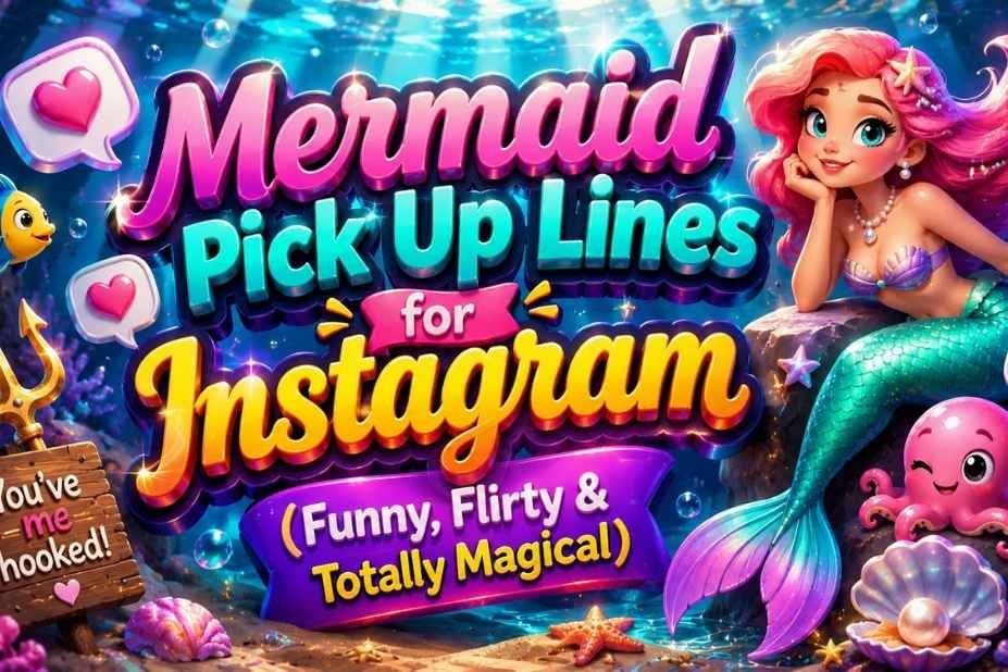 Little Mermaid Pickup Lines for Instagram - funny, flirty and totally magical mermaid quotes cover image