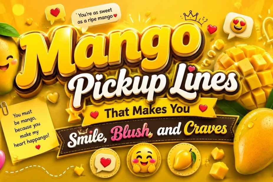 Mango Pickup Lines that make you smile, blush, and crave - cute cover graphic