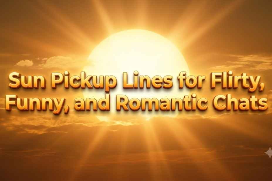 Sun pickup lines banner with glowing sun for flirty romantic chats