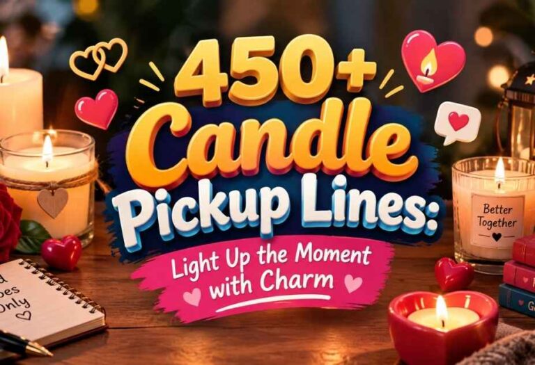 450+ Candle Pickup Lines with romantic candles, hearts, and cozy candlelit decor